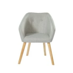 Fauteuil HILDA En Tissu Gris Avec Pieds En Bois -Maison Jardin Élégance fauteuil 1 place hilda 2