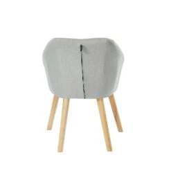 Fauteuil HILDA En Tissu Gris Avec Pieds En Bois -Maison Jardin Élégance fauteuil 1 place hilda 3