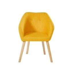 Fauteuil HILDA En Tissu Jaune Avec Pieds En Bois -Maison Jardin Élégance fauteuil 1 place hilda 7