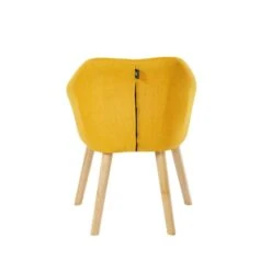 Fauteuil HILDA En Tissu Jaune Avec Pieds En Bois -Maison Jardin Élégance fauteuil 1 place hilda 8