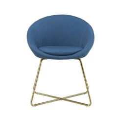 Fauteuil ARSENE En Tissu Bleu Avec Piètement Doré -Maison Jardin Élégance fauteuil arsene 7