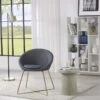 Fauteuil ARSENE 1 Place En Tissu Gris Avec Piètement Doré