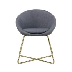 Fauteuil ARSENE 1 Place En Tissu Gris Avec Piètement Doré -Maison Jardin Élégance fauteuil arsene tissu gris 1 place 62x59x75 cm 2