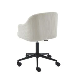 Fauteuil De Bureau BARNABE En Velours Côtelé Beige -Maison Jardin Élégance fauteuil barnabe en velours cotele beige 3