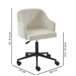 Fauteuil De Bureau BARNABE En Velours Côtelé Beige -Maison Jardin Élégance fauteuil barnabe en velours cotele beige 6