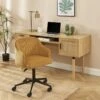 Fauteuil De Bureau BARNABE En Velours Côtelé Ocre