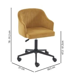 Fauteuil De Bureau BARNABE En Velours Côtelé Ocre 13 Fauteuil De Bureau BARNABE En Velours Côtelé Ocre -Maison Jardin Élégance fauteuil barnabe en velours cotele ocre 6