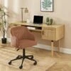 Fauteuil De Bureau BARNABE En Velours Côtelé Terracotta