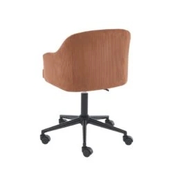 Fauteuil De Bureau BARNABE En Velours Côtelé Terracotta -Maison Jardin Élégance fauteuil barnabe en velours cotele terracotta 3