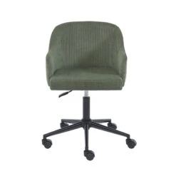 Fauteuil De Bureau BARNABE En Velours Côtelé Vert -Maison Jardin Élégance fauteuil barnabe en velours cotele vert 2