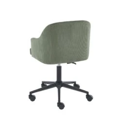 Fauteuil De Bureau BARNABE En Velours Côtelé Vert -Maison Jardin Élégance fauteuil barnabe en velours cotele vert 3