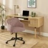 Fauteuil De Bureau BARNABE En Velours Côtelé Vieux Rose