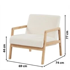 Fauteuil BONIFACIO En Tissu Bouclette Blanc -Maison Jardin Élégance fauteuil bonifacio en tissu bleu 5