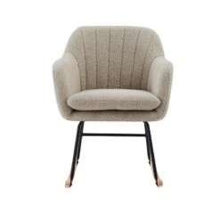 Fauteuil ELSA à Bouclette Beige Rocking Chair -Maison Jardin Élégance fauteuil elsa a bouclette beige rocking chair 2