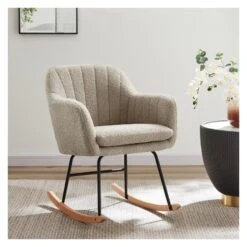 Fauteuil ELSA à Bouclette Beige Rocking Chair