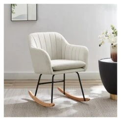 Fauteuil ELSA Tissu Beige Rocking Chair