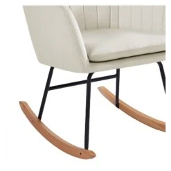 Fauteuil ELSA En Velours Crème Rocking Chair -Maison Jardin Élégance fauteuil elsa en velours creme rocking chair 4