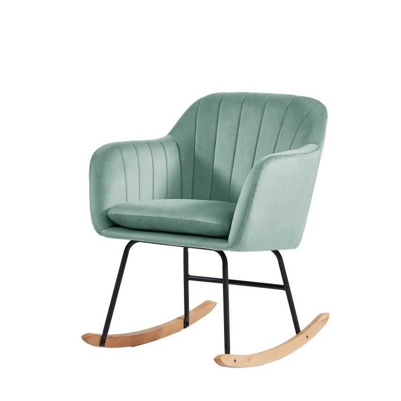 Fauteuil ELSA En Velours Vert D'eau Rocking Chair 2 Fauteuil ELSA En Velours Vert D'eau Rocking Chair – Image 2