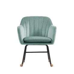 Fauteuil ELSA En Velours Vert D'eau Rocking Chair 7 Fauteuil ELSA En Velours Vert D'eau Rocking Chair -Maison Jardin Élégance fauteuil elsa en velours vert d eau rocking chair 2