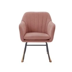 Fauteuil ELSA Tissu Rose Poudré Rocking Chair -Maison Jardin Élégance fauteuil elsa rose poudre rocking chair 2
