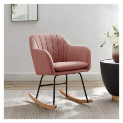 Fauteuil ELSA Tissu Rose Poudré Rocking Chair