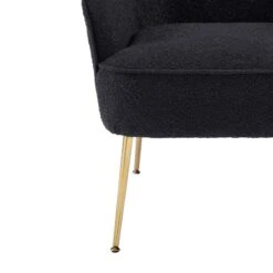 Fauteuil MARCELINO En Tissu Bouclette Anthracite Avec Piètement Doré -Maison Jardin Élégance fauteuil marcelino en tissu anthracite avec pieds dore 4