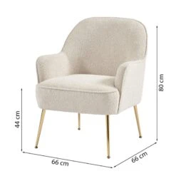 Fauteuil MARCELINO En Tissu Bouclette Beige Avec Piètement Doré -Maison Jardin Élégance fauteuil marcelino en tissu beige avec pieds dore 5