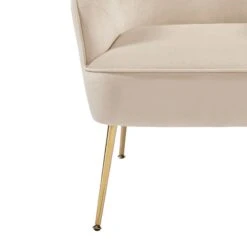 Fauteuil MARCELINO En Velours Beige Avec Piètement Doré -Maison Jardin Élégance fauteuil marcelino en velours beige avec pieds dore 4