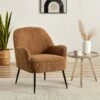 Fauteuil MARCELINO En Velours Côtelé Terracotta Avec Piètement Noir