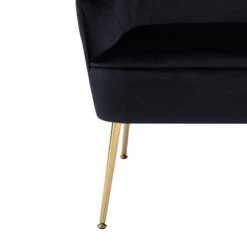 Fauteuil MARCELINO En Velours Noir Avec Piètement Doré -Maison Jardin Élégance fauteuil marcelino en velours noir avec pieds dore 4