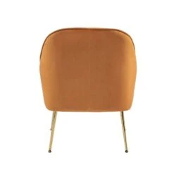 Fauteuil MARCELINO En Velours Rouille Avec Piètement Doré -Maison Jardin Élégance fauteuil marcelino en velours rouille avec pieds dore 3