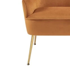 Fauteuil MARCELINO En Velours Rouille Avec Piètement Doré -Maison Jardin Élégance fauteuil marcelino en velours rouille avec pieds dore 4