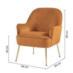 Fauteuil MARCELINO En Velours Rouille Avec Piètement Doré -Maison Jardin Élégance fauteuil marcelino en velours rouille avec pieds dore 5