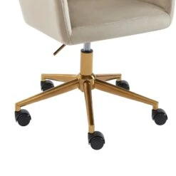 Fauteuil De Bureau MONACO En Velours Beige Avec Pieds Dorés -Maison Jardin Élégance fauteuil monaco en velours beige avec pieds dore 4