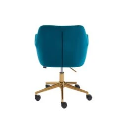 Fauteuil De Bureau MONACO En Velours Bleu Avec Pieds Dorés -Maison Jardin Élégance fauteuil monaco en velours bleu avec pieds dore 3