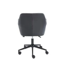 Fauteuil De Bureau MONACO En Velours Gris Anthracite Avec Pieds Noirs -Maison Jardin Élégance fauteuil monaco en velours gris anthracite avec pieds noir 3