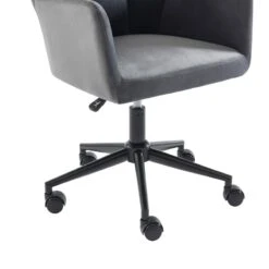 Fauteuil De Bureau MONACO En Velours Gris Anthracite Avec Pieds Noirs -Maison Jardin Élégance fauteuil monaco en velours gris anthracite avec pieds noir 4