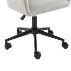 Fauteuil De Bureau MONACO En Velours Gris Perle Avec Pieds Noirs -Maison Jardin Élégance fauteuil monaco en velours gris perle avec pieds noir 4