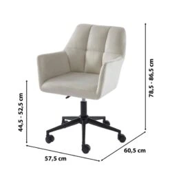 Fauteuil De Bureau MONACO En Velours Gris Perle Avec Pieds Noirs -Maison Jardin Élégance fauteuil monaco en velours gris perle avec pieds noir 5