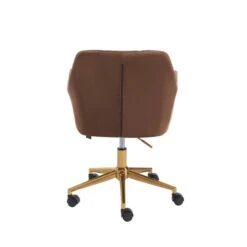 Fauteuil De Bureau MONACO En Velours Rouille Avec Pieds Dorés -Maison Jardin Élégance fauteuil monaco en velours rouille avec pieds dore 3