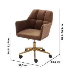 Fauteuil De Bureau MONACO En Velours Rouille Avec Pieds Dorés -Maison Jardin Élégance fauteuil monaco en velours rouille avec pieds dore 5