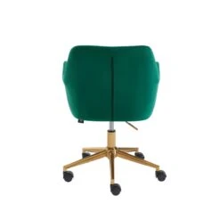 Fauteuil De Bureau MONACO En Velours Vert Avec Pieds Dorés -Maison Jardin Élégance fauteuil monaco en velours vert avec pieds dore 3