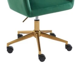 Fauteuil De Bureau MONACO En Velours Vert Avec Pieds Dorés -Maison Jardin Élégance fauteuil monaco en velours vert avec pieds dore 4