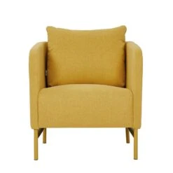 Fauteuil PANTONE Tissu Jaune Moutarde Avec Piètement Métal Jaune Moutarde -Maison Jardin Élégance fauteuil pantone tissu jaune avec pietement metal jaune 2