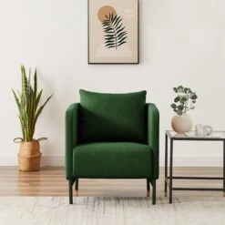 Fauteuil PANTONE Tissu Vert Olive Avec Piètement Métal Vert Olive -Maison Jardin Élégance fauteuil pantone tissu vert avec pietement metal vert 6