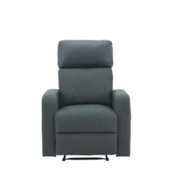 Fauteuil Relax CARLA En PU Noir Et Tissu Gris Avec Fonction Manuel -Maison Jardin Élégance fauteuil relax carla en pu noir et tissu gris avec fonction manuel 2