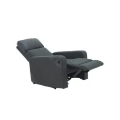 Fauteuil Relax CARLA En PU Noir Et Tissu Gris Avec Fonction Manuel -Maison Jardin Élégance fauteuil relax carla en pu noir et tissu gris avec fonction manuel 3