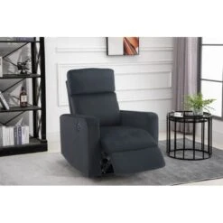 Fauteuil Relax LOVA Large En Velours Noir Avec Fonction électrique -Maison Jardin Élégance fauteuil relax lova large en velours noir avec fonction electrique 8