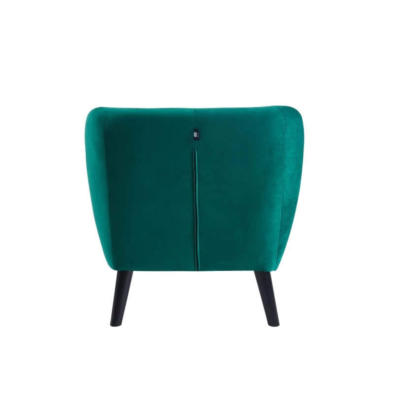 Fauteuil SCANDI En Velours Vert Avec Pieds En Bois 4 Fauteuil SCANDI En Velours Vert Avec Pieds En Bois – Image 4