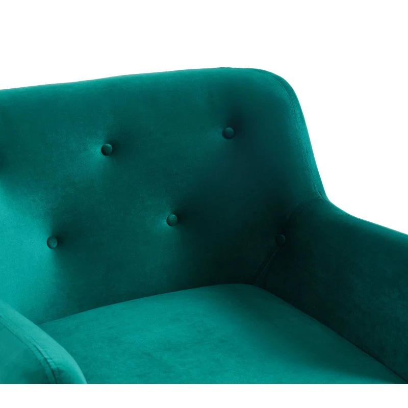 Fauteuil SCANDI En Velours Vert Avec Pieds En Bois 5 Fauteuil SCANDI En Velours Vert Avec Pieds En Bois – Image 5